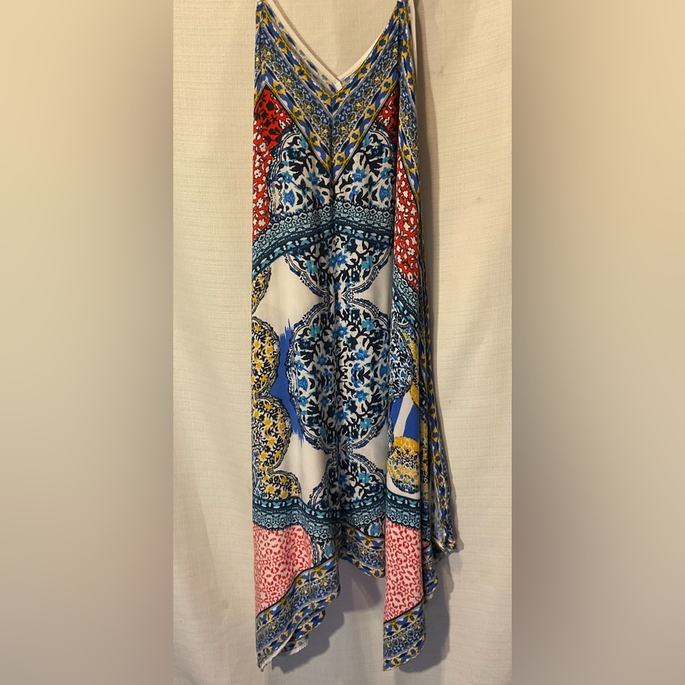 Forever 21 Blue Pink Asymmetrical Sundress V-neck Resort Wear